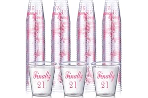 Nuogo 100 Pcs Finally 21 Plastic Shot Glass - 21st Birthday Gift, Celebrate Twenty One, Decorations, Party Supplies