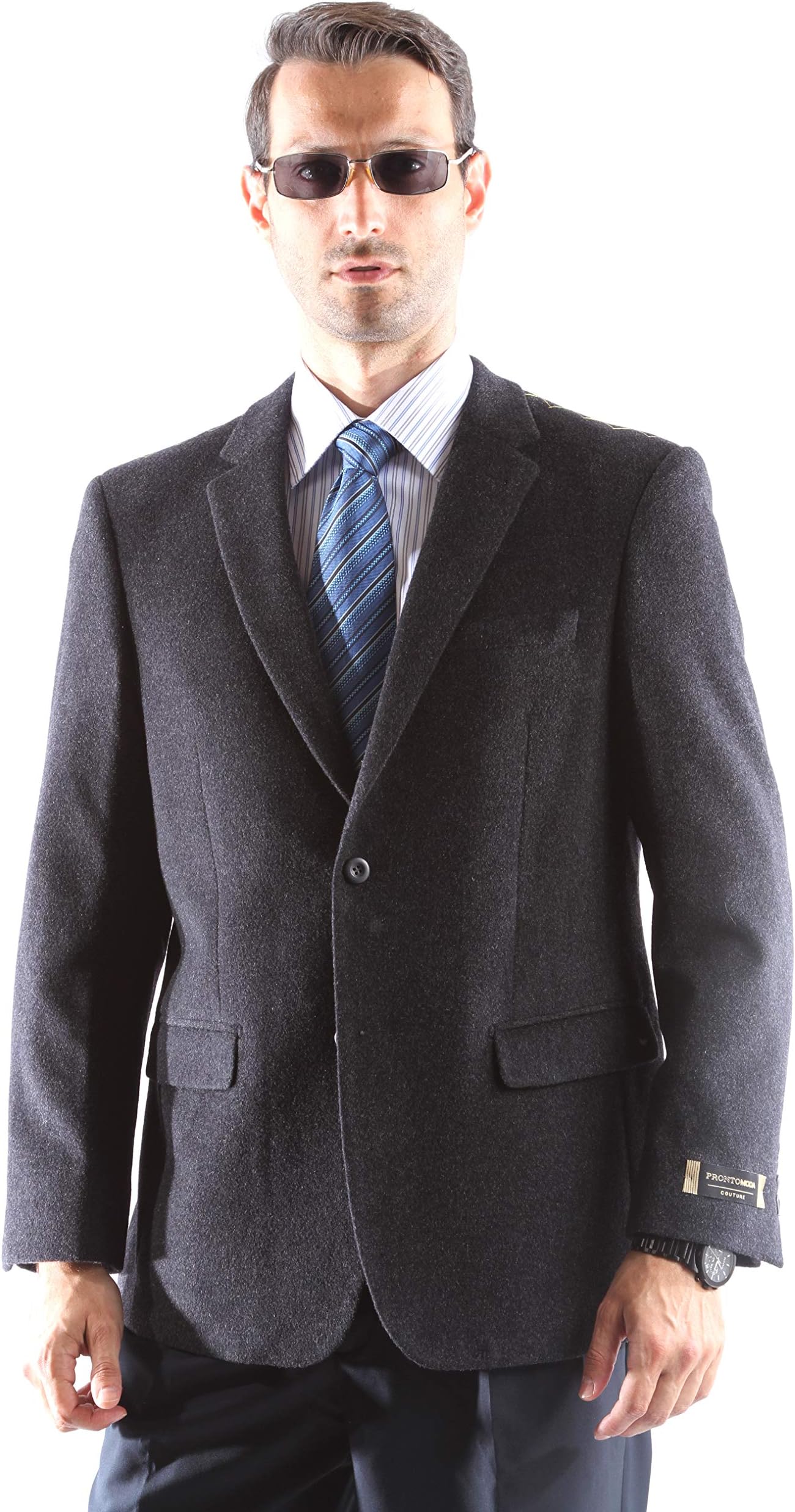 Prontomoda Men's 2 Button Luxury Wool Cashmere Winter Sport Coat