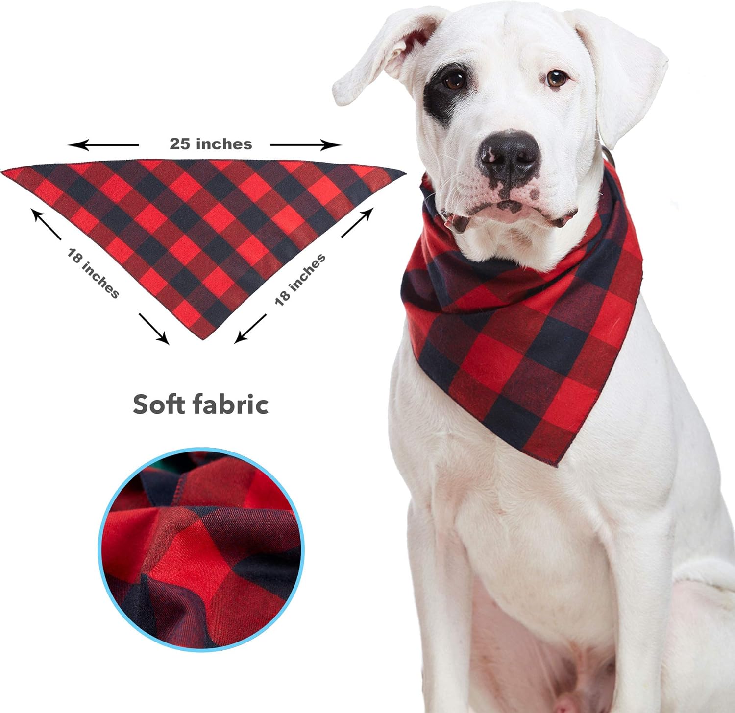 Odi Style Buffalo Plaid Dog Bandana 4 Pack - Cotton Bandanas Handkerchiefs Scarfs Triangle Bibs Accessories for Small Medium Large Dogs Puppies Pets, Black and White, Red, Green, Blue and Navy Blue : Pet Supplies