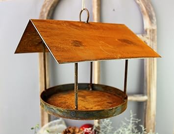 Metall Futterhaus Zum Hangen Aufhangen Rost Finish Vogelfutterhaus