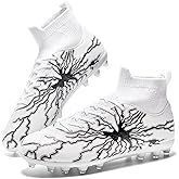 HRJR Men's Soccer Cleats Football Cleats for Unisex-Adult High-Top Spikes Shoes for Youth Big Boys Lightweight Professional Training Turf Outdoor Athletic Sneaker