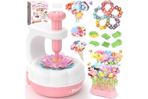 GirlsHome 300+PCS Fabric Flower Bouquets Toys, DIY Flower Crafts Kits for Kids, Arts and Crafts for Kids Ages 6-8 Girls, Build Flower Bouquet, STEM Educational Toy Preschool Gifts (White Pink)