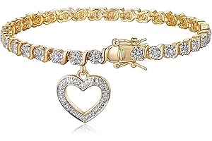 MORGAN & PAIGE Bronze Rhodium, 14k Rose Gold or 18k Yellow Gold Plated Diamond Accent Tennis Bracelets for Women Trendy - Charm Womens Bracelets with Accent S-Link Chain, Gift Jewelry 7.25 inch