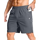 GGJ Men's Lightweight Athletic Shorts with 2 Zipper Pockets 7"/5"/9" Gym Workout Running Quick Dry Tennis Shorts for Men