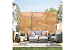 VEVOR 36" W x 76" H Outdoor Privacy Screen, Freestanding Wooden Privacy Panel with Stand, Decorative Patio Privacy Screen, Ou
