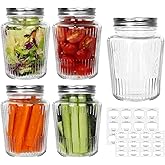 Cehomi Glass Mason Jars with Lids - 16 oz Vintage Canning Jars, Pickling Jars for Jelly, Jam, Honey, Pickles, Spice, Essential Preserver for Home Storage and Gifting 4 Pack