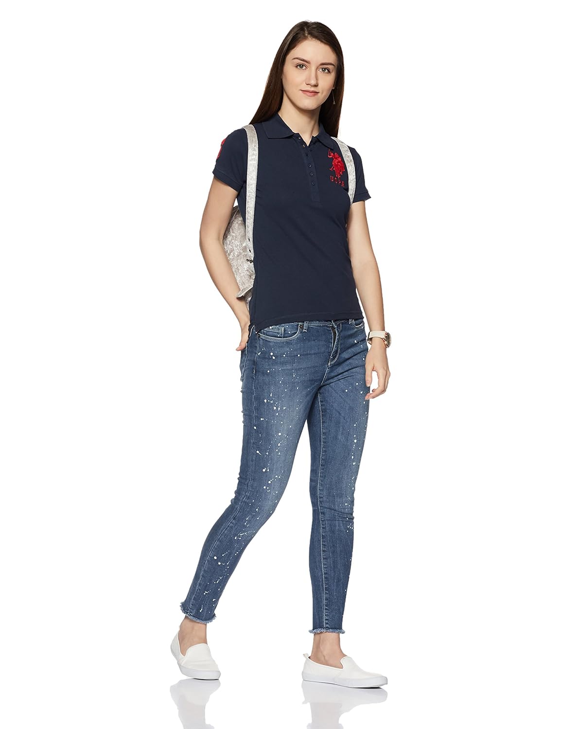 us polo association us polo women's band collar t-shirt