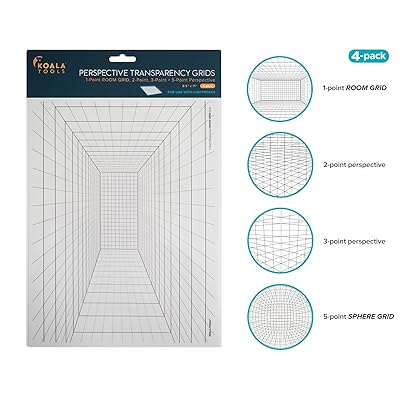 Koala Tools | Perspective Grid Transparency Sheets (Variety Pack of 4) - 8.5" x 11" | Overhead Projector and Light Box Transparencies - Tracing Film for Sketching &amp; Drawing