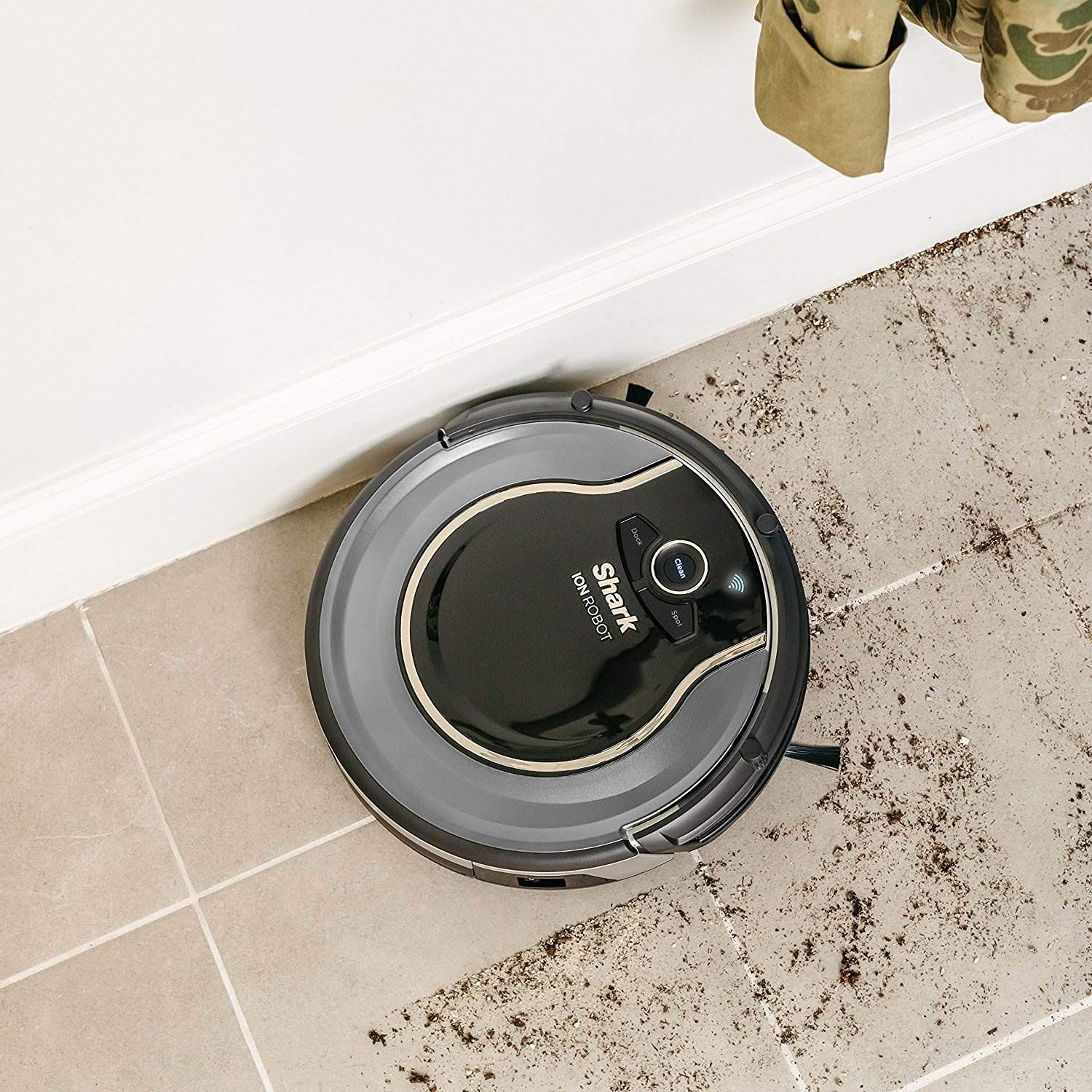 SHARK ION Robot Vacuum R75 WiFi-Connected, Voice Control Dual-Action Robotic Vacuum Carpet and Hard Floor Cleaner, Works with Alexa (RV750), Smoke - View 5