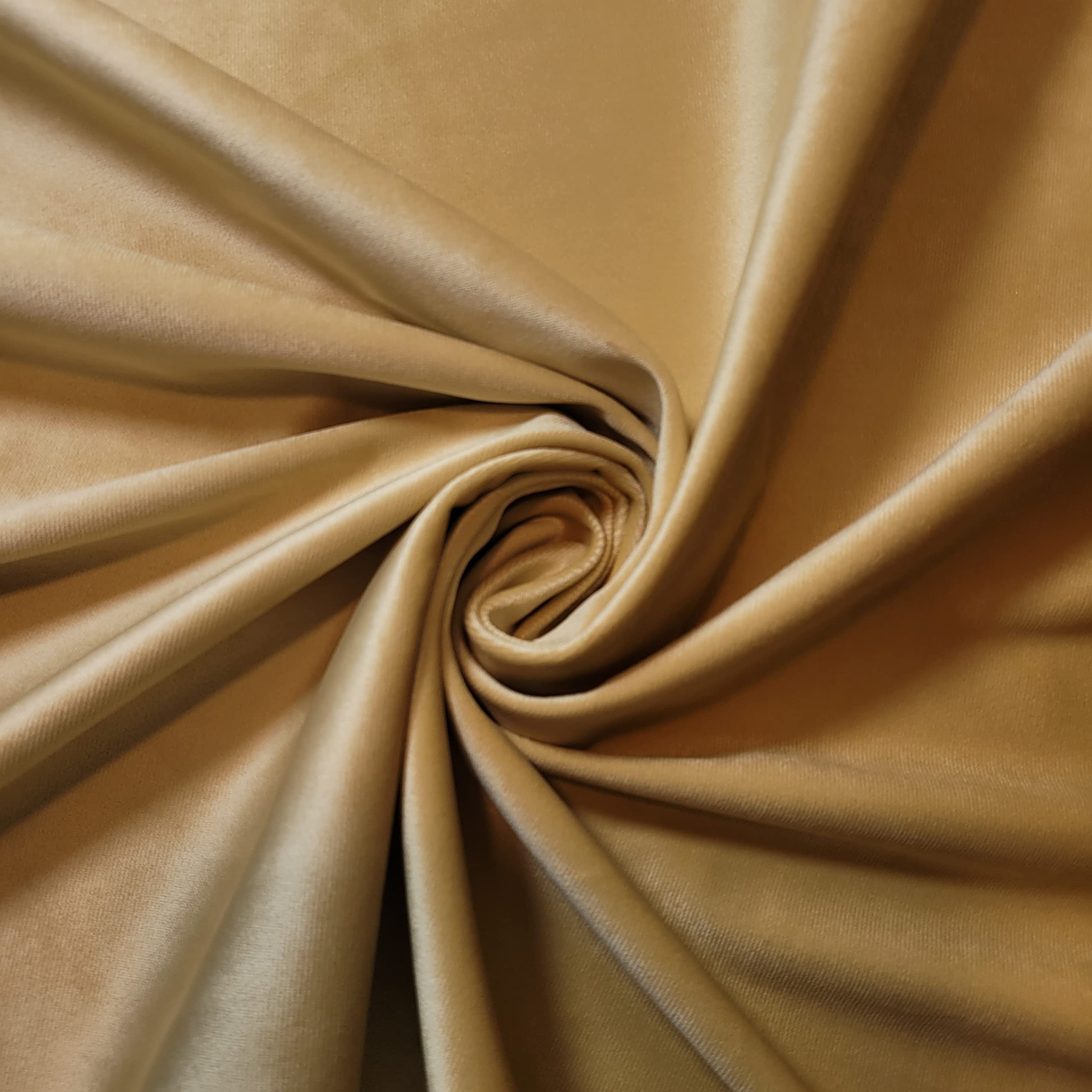 58" (150 cm) Wide Faux Plush Velvet Fabric for Upholstery & Curtains - Soft Luxurious Non-Stretch Material in Printed Plain & Crush Patterns - Ideal for Home Decor & DIY Projects (Gold)