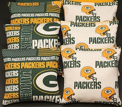 8 Cornhole Bean Bags Made W Green Bay Packers Fabric On Both Sides Of Logo Bags Outdoor Games Activities Amazon Canada