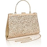 AIBAOWU Evening Bag for Women Sparkly Handbag with Chain, Women's Shoulder Bag Pleated Clutch Purse for Wedding, Prom, Party