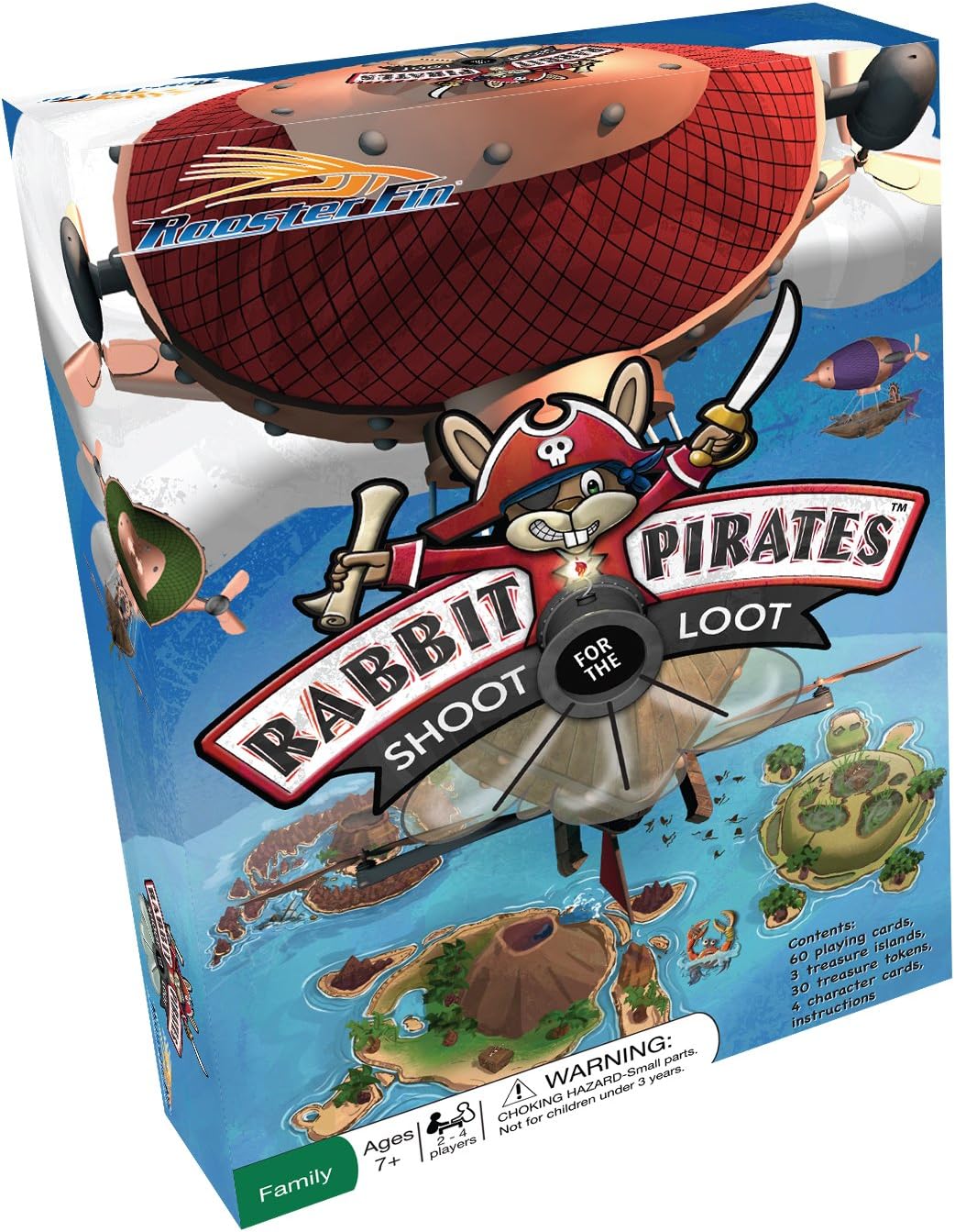 RoosterFin - Rabbit Pirates Family Board Game - Card Game of War Played on Treasure Islands - Educational Math Fun for All Kids and Adults 7 and Up