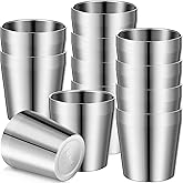 mekueeex 12 Pieces 6 oz Stainless Steel Cups Double Wall Insulated Tumblers Glasses Reusable Stackable Mugs Silver Travel Cups Metal Drinking Cups for Adult Home Party BBQ Camping Outdoor