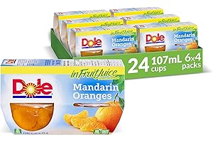 Dole Fruit Bowls Mandarin Oranges in Fruit Juice, Healthy School Snacks, 107ml, 24 Cups