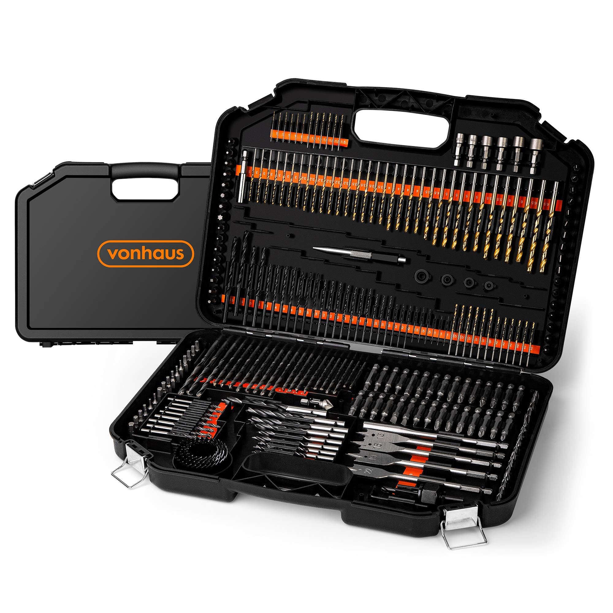 VonHaus 246pc Combination Drill Bit Set - Includes HSS Titanium Twist Drill bits, Masonry Drill Bits, Wood Drill Bits, Screwdriver Bits & More in Storage Case - for Metal, Masonry, Wood & Plastics