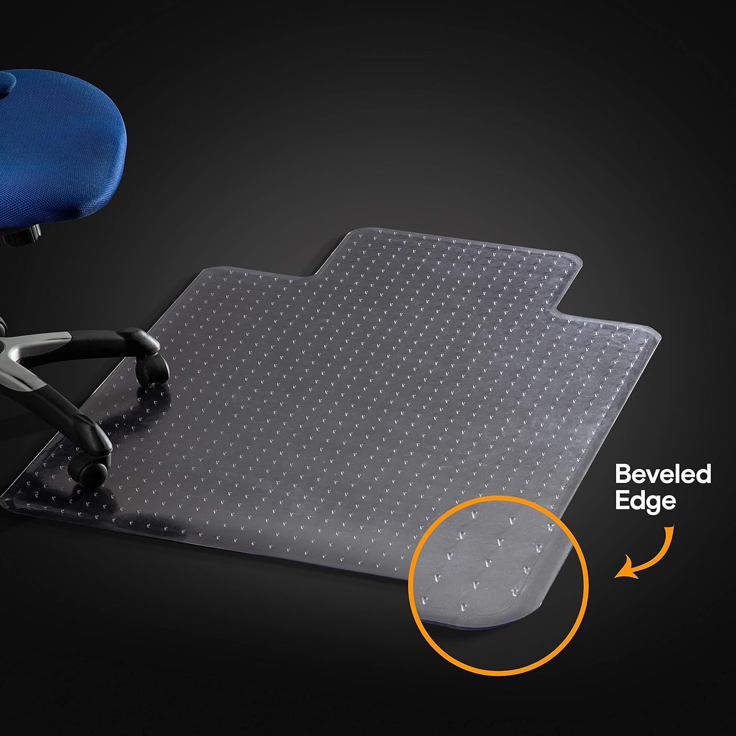 Office Chair Mat for Carpeted Floors, Studded Desk Floor Mat, Clear Heavy Duty for Low and Medium Pile, Beveled Edge with Lip Large 36" X 48" Shipped Flat by Mastermat : Office Products