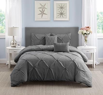 Amazon Com Wonder Home 5piece Hampton Pleated Grey