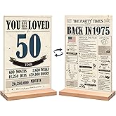 50th Birthday Party Decorations for Women Men, Vintage Back in 1975 Birthday Decor Poster Acrylic Table Sign, 50th Birthday Party Supplies, Double-Sided