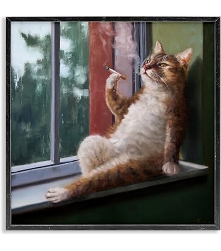 orange cat smoking cigarette Amazon.com: Picture Peddler Rainy Day Blues by Lucia Heffernan Orange Tabby  Cat Smoking Funny Whimsical Animal Art Print Poster 11x14 Image and Overall  Size: Posters & Prints