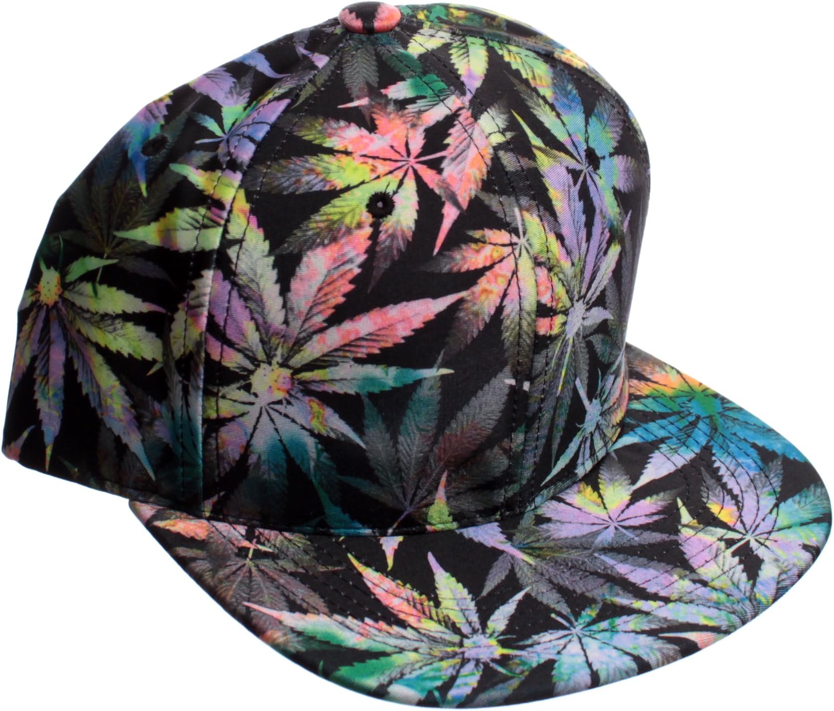 Bright Multicolor All Over Print Weed Leaf Snapback