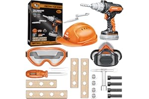 Pairez Toys Kids Tool Sets, Electric Toy Drill & Helmet, Goggles, Mask, Construction Tools Play Set, Pretend Play Toys, Birthday Gifts for Boys & Girls Age 3 4 5+