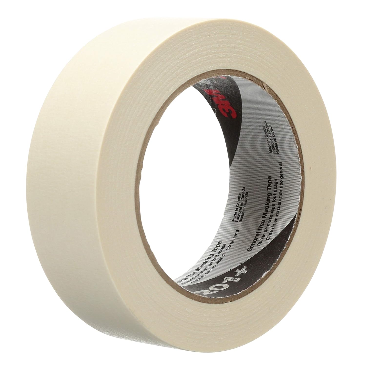 3M General Use 201+ Masking Tape - 6 in. (W) x 180 ft. (L) Crepe Masking Tape Roll with Solvent Free Rubber Adhesive: Industrial & Scientific