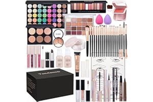 TOOAEMIS Makeup Set for Women Full Kit Includes, eyeshadow、 liquidfoundation,Loose powder,Eyebrow pencil,Lipstick Eye Pencil Makeup BrushesMakeup practice board 4-color lip gloss set