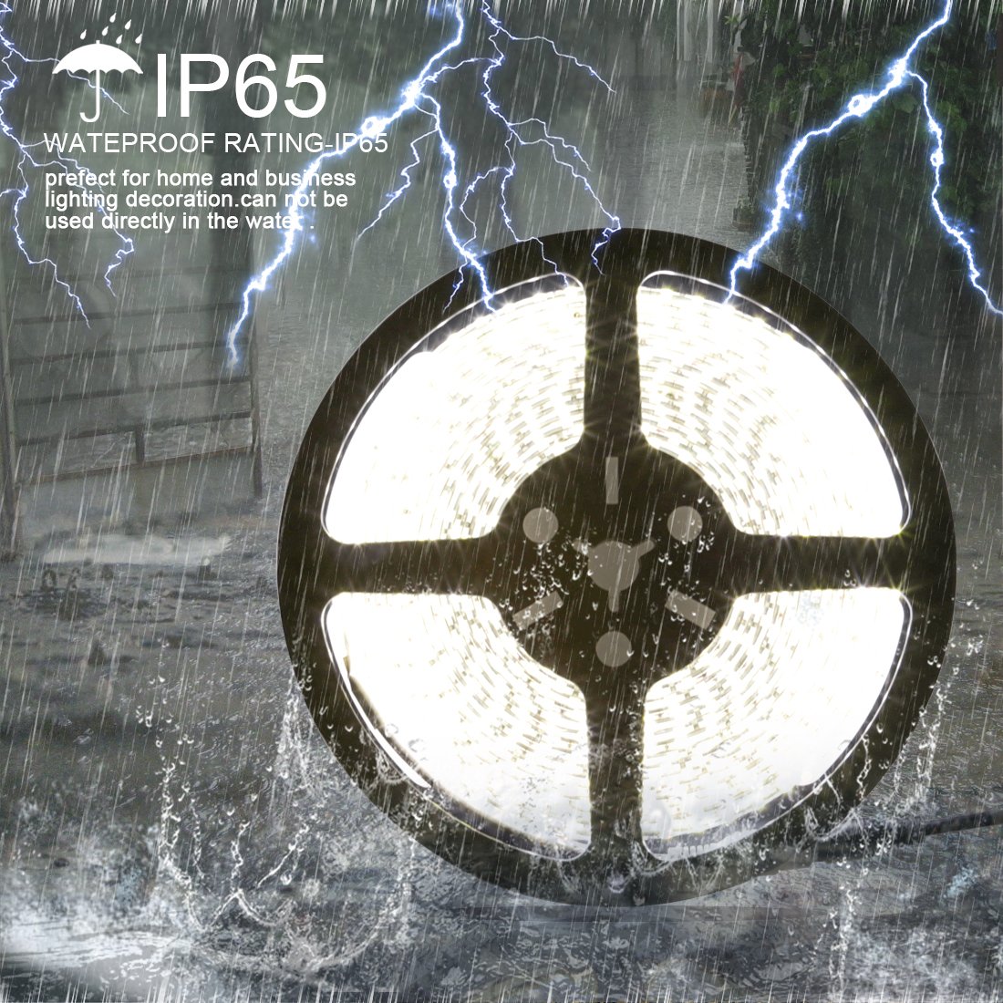 LEDMO LED Strip Lights,Super Bright 600 LEDs SMD2835 6000K Daylight White Waterproof 16.4Ft LED Tape for Home/Kitchen/Car/Bar