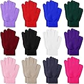 Janmercy 12 Pairs Adult Winter Gloves Colorful Knit Gloves Stretchy Warm Gloves for Men or Women 12 Colors