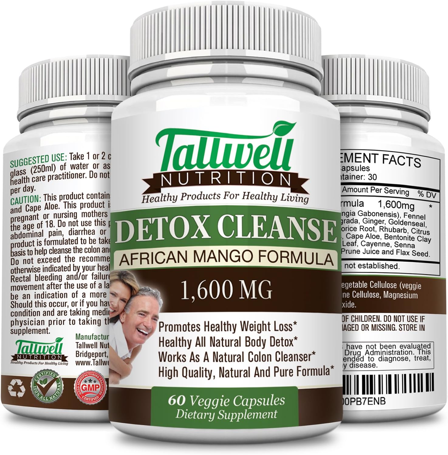Tallwell Nutrition Colon Cleanser & Detox for Weight Loss | Colon Detox Pills for Men & Women | Eliminates Toxins & Impurities | with African Mango Herbal Formula & Probiotics for Constipation Relief