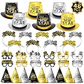 VinForsoul 48PCS New Years Eve Party Supplies 2026 for 24 Guests, Happy New Years Decorations Party Favors Includes Top Hats, Tiaras, Glasses Accessories for Adults Nye Decorations 2026