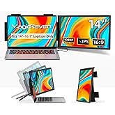 MAGICRAVEN Laptop Screen Extender, 14" 1080P IPS Portable Monitor Travel Monitor for 14"-16.1" Laptops with USB-C/HDMI Port, Plug and Play Attachment Screen for Windows/Mac/Android/Switch/PS5/Xbox