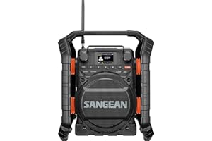 Sangean U7HD Jobsite Radio with Bluetooth, HD Radio, AM/FM, AUX, TWS, Dustproof and Waterproof Design, and Smart Battery Char