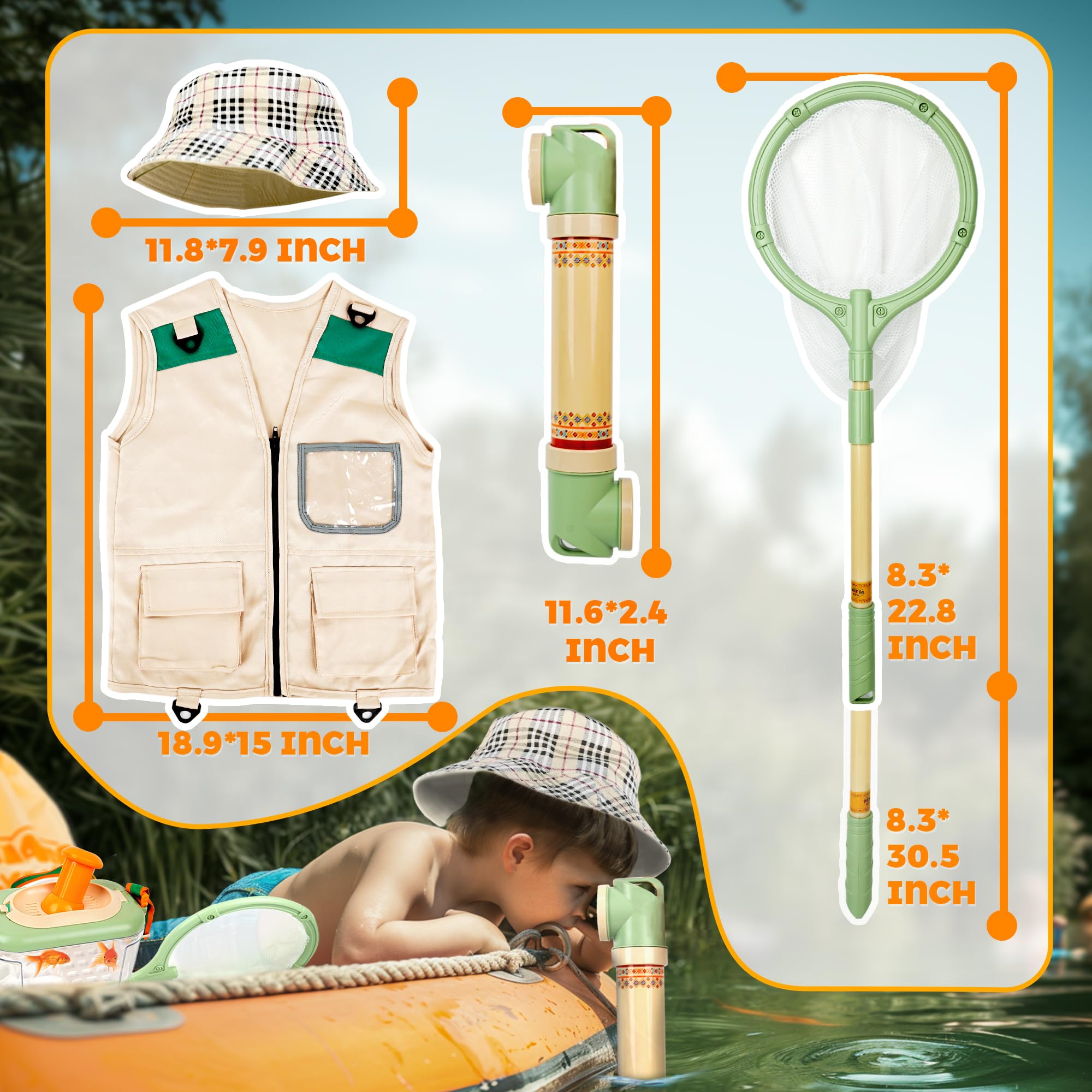 SMILESSKIDDO Kids Explorer Kit, 27 Pcs Outdoor Explorer Kit & Bug Catching Kits - Kid Nature Kits Outdoor Camping Adventure Toys for Kids 3+ Years Old
