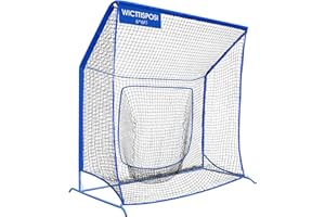 Baseball Softball Net with Blocking System, 7x7ft/6x6ft Practice Cage for Batting Pitching & Fielding, Metal Frame with Eleva