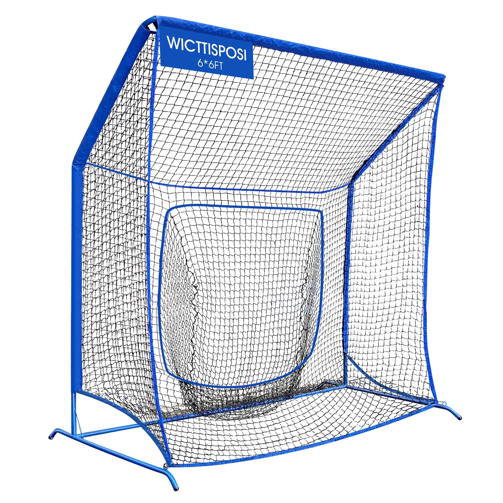 Photo 1 of *MINOR DAMAGE - USED*
Baseball Softball Net with Blocking System, 6x6FT Practice Cage for Batting/Pitching/Fielding, Metal Frame with Elevated Base and Storage Bag for Backyard Outdoor Indoor