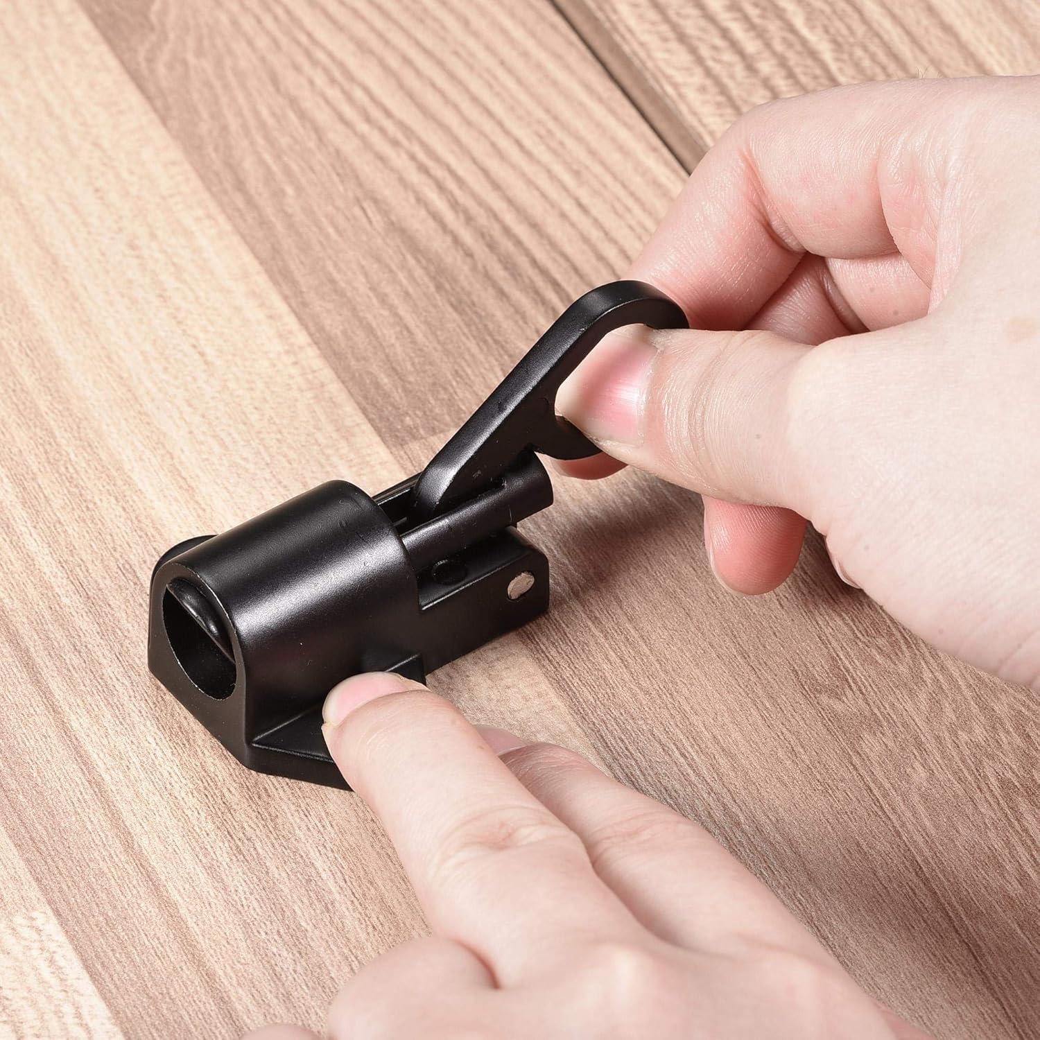 sourcing map Door Spring Bolt Aluminum Alloy Security Automatic Window Gate Latch Bounce Lock Black 2pcs - Image 5