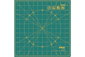 OLFA 12" x 12" Rotating Cutting Mat (RM-12S) - Self Healing 12x12 Inch Square Rotary Mat with Grid for Fabric, Sewing, Quilting, & Crafts, Rotates 360 Degrees, Use with Rotary Cutters (Green)