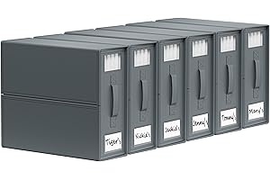 SUOCO SheetCube Bed Sheet Organizers and Storage 6 Pack, Foldable Linen Closet Organizer with Window and Label, Bedding Folder Storage Box Container for Blanket, Duvet Cover Set, Bed Sheet Set - Grey