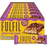 FULFIL Chocolate Peanut Caramel, 20g Protein (12ct) | 20g Protein, 2g Sugar, 4g Net Carbs, Protein Snack for Breakfast, Workout and Travel, Gluten Free Snacks, 12 Snack Bars