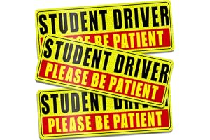Sukh Student Driver Magnet for Car - 3 Pcs New Driver Magnet for Car | Please Be Patient, Safety Warning, Magnetic Reflective Bumper Sticker, Rookie, Learner and Permit Drivers, Learning to Drive