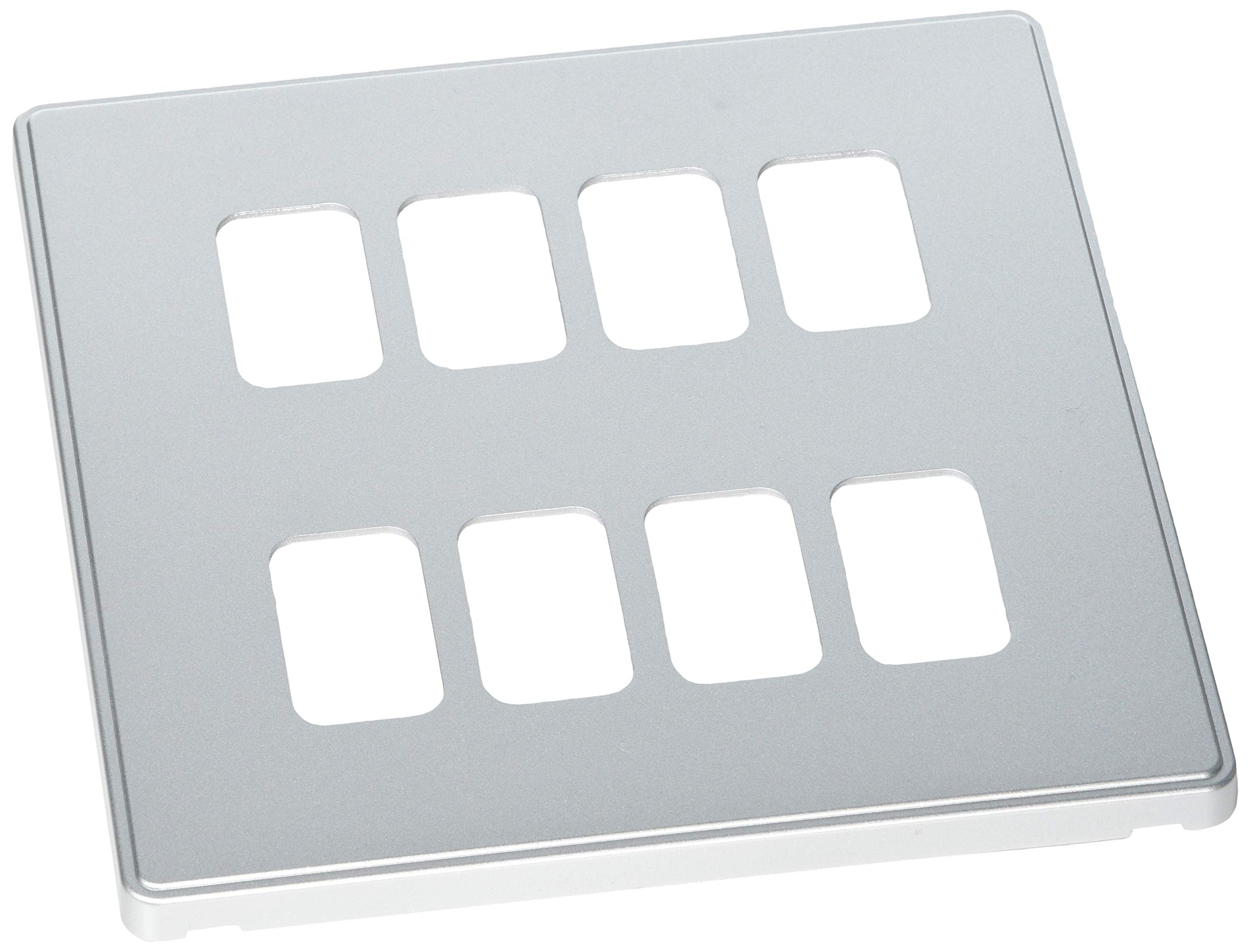 MK Dimensions 8 Module Grid Light Silver Synthetic Finish Frontplate