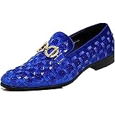 Enzo Romeo UTA Men's Fashion Rhinestone Glitter Buckle Slip On Dress Shoes