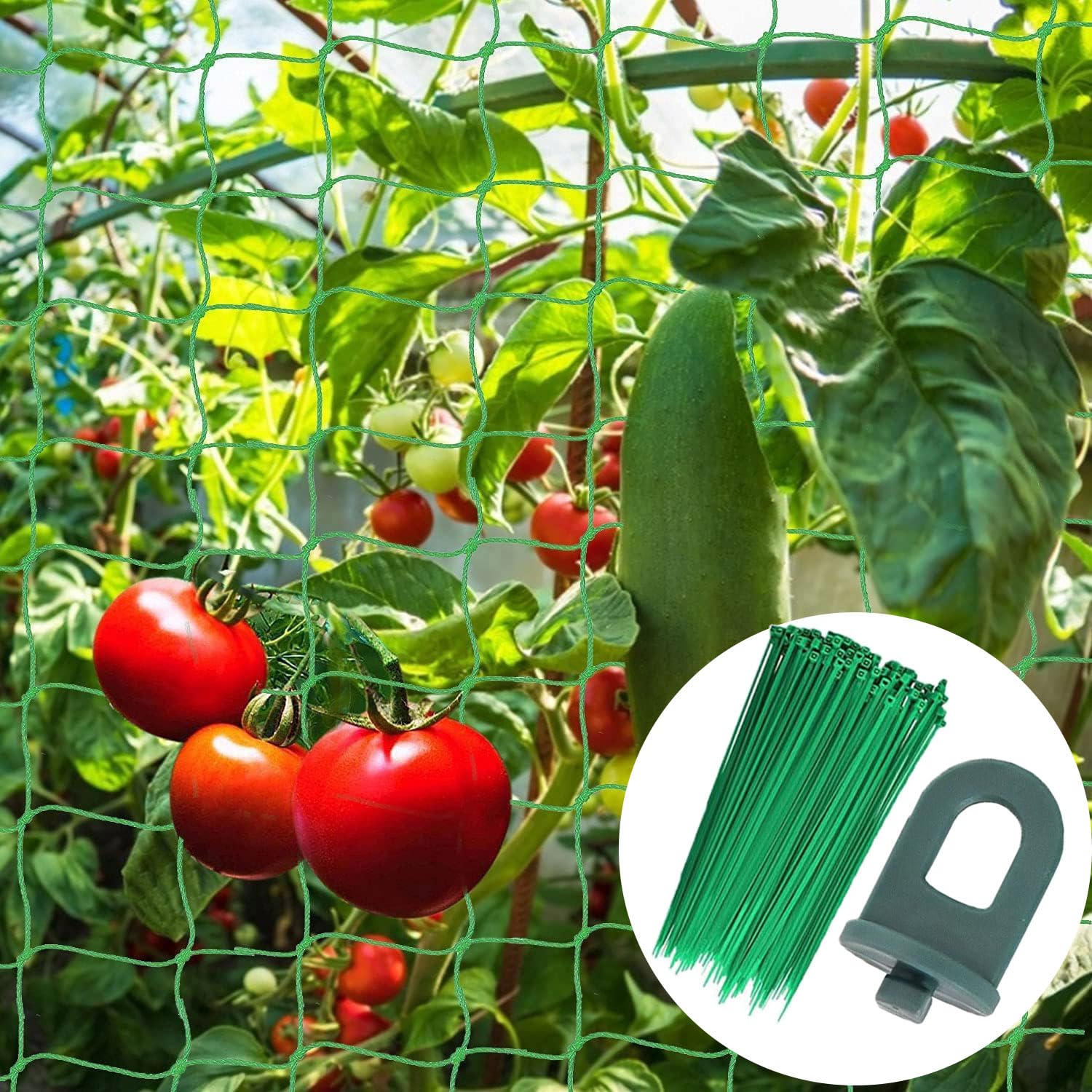 Sunshine smile Plant Net, 1.8 m x 2.7 m Support Net Garden, Trellis Support, Garden Greenhouse Cucumber Tomatoes, Trellis for Climbing Plants, Greenhouse Accessories, Garden Netting
