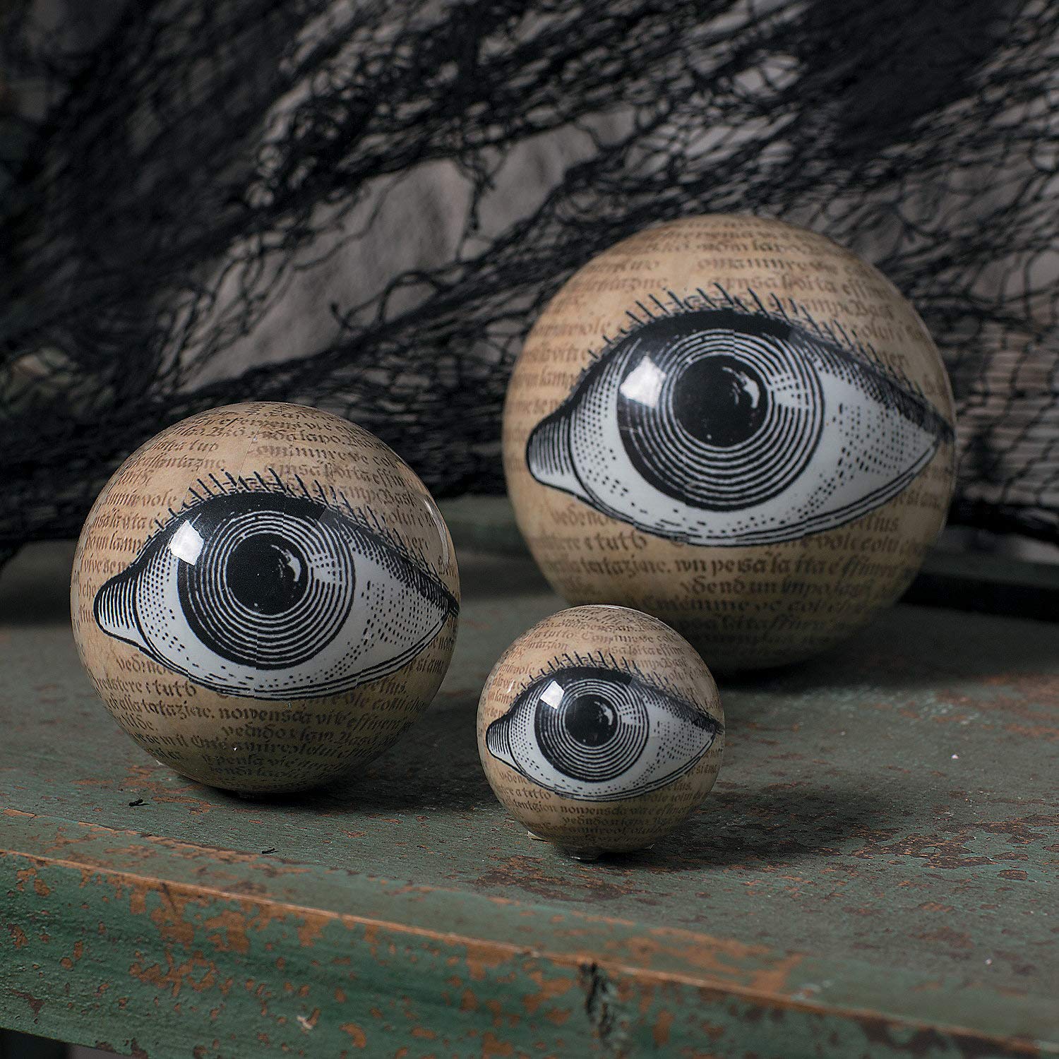 Photo 1 of Fun Express Halloween Eyeballs Decorations - 9 Realistic Plastic Eyeball Orbs in 3 Sizes | Spooky Decor for Fireplace Mantle, Halloween Bowl Filler & Elegant Holiday Party Props | Premium Foam Core
