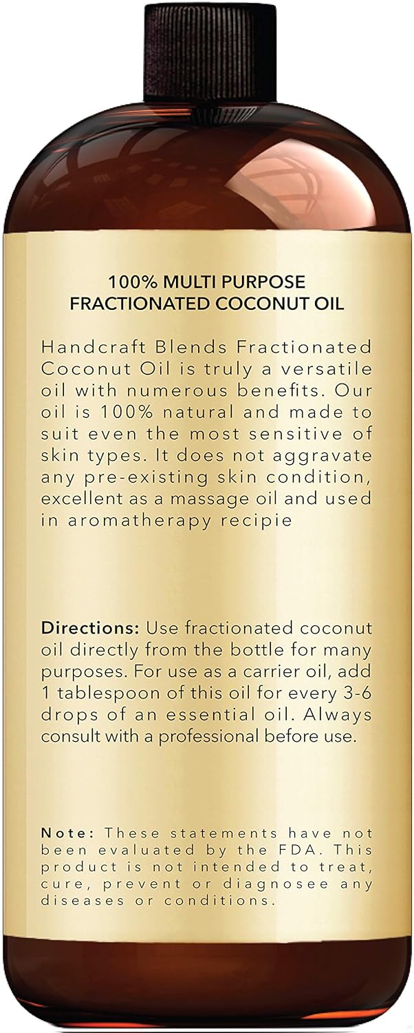 Fractionated Coconut Oil – 100% Pure & Natural Premium Therapeutic Grade - Great Carrier Oil for Essential Oils, Face Moisturizer & Body Oil, Non Greasy Massage Oil, for Skin & Hair, – Huge 16 OZ - Bottle May Vary : Beauty