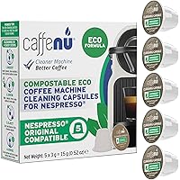 Caffenu Cleaning Capsules Compatible with Nespresso, 5 Eco Originaline Cleaning Pods. Coffee Machine Cleaner For Crisp Coffee