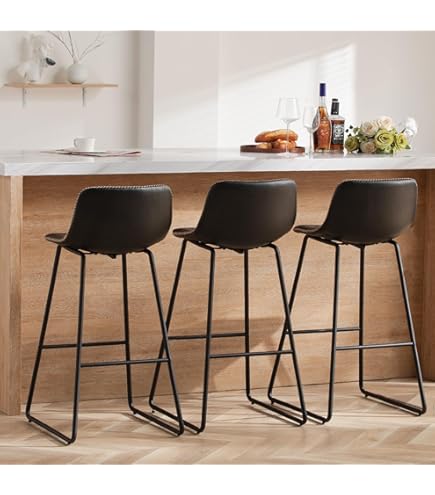 Mid-Century Bar Stools 26 Inch Counter Height Barstools PU