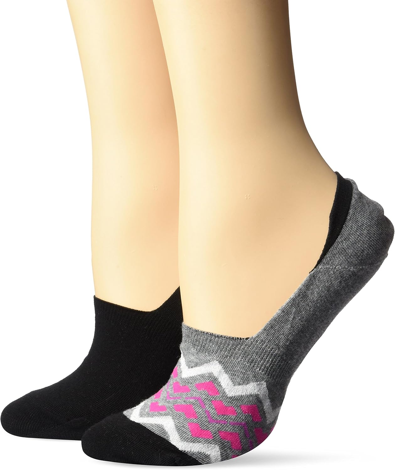 Keds Women's 2 Pack Lurex Print Sneaker Liner Socks, Charcoal Heather